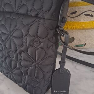 Kate Spade Black Floral Quilted Crossbody Bag